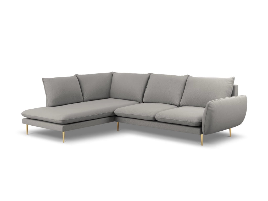 Cosmopolitan Design - Divano angolare sinistro "Vienna" 6 posti in bouclé grigio 