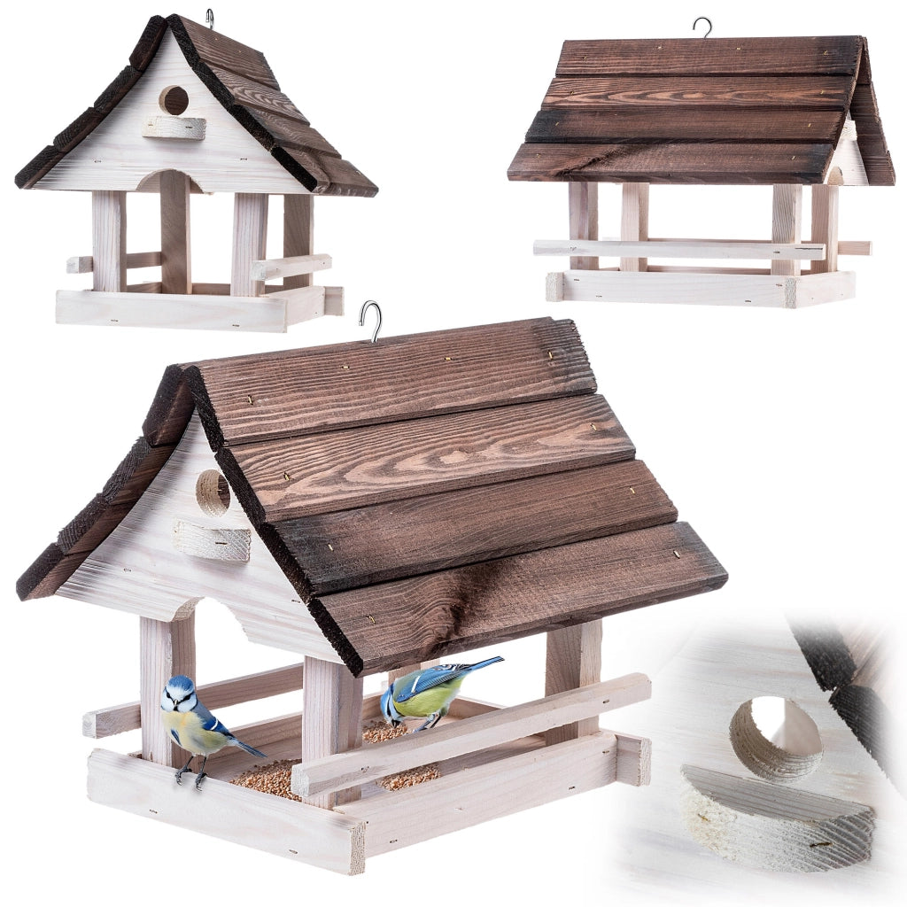KADAX Grande mangiatoia per uccelli in legno da appendere, decorazione da giardino.