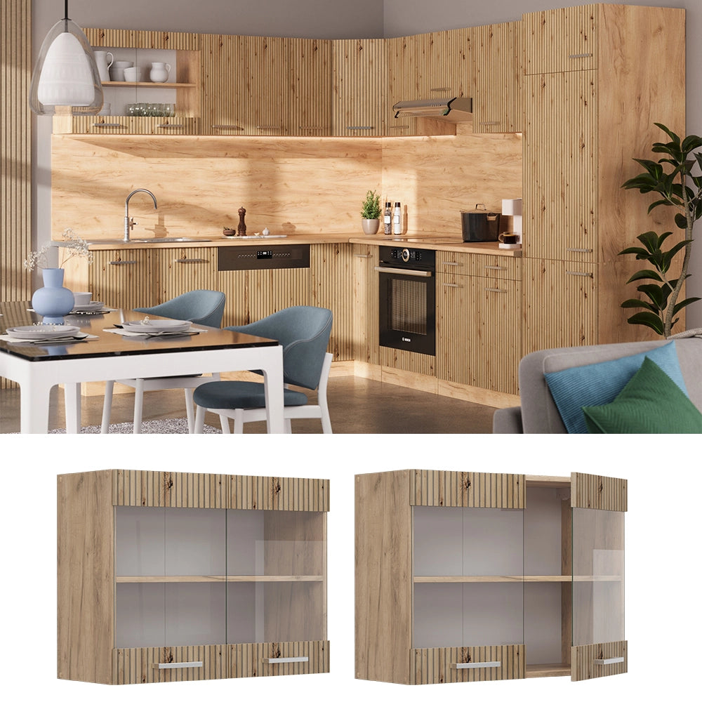 Vicco Mobile da cucina in vetro Rovere artigianale 80 cm