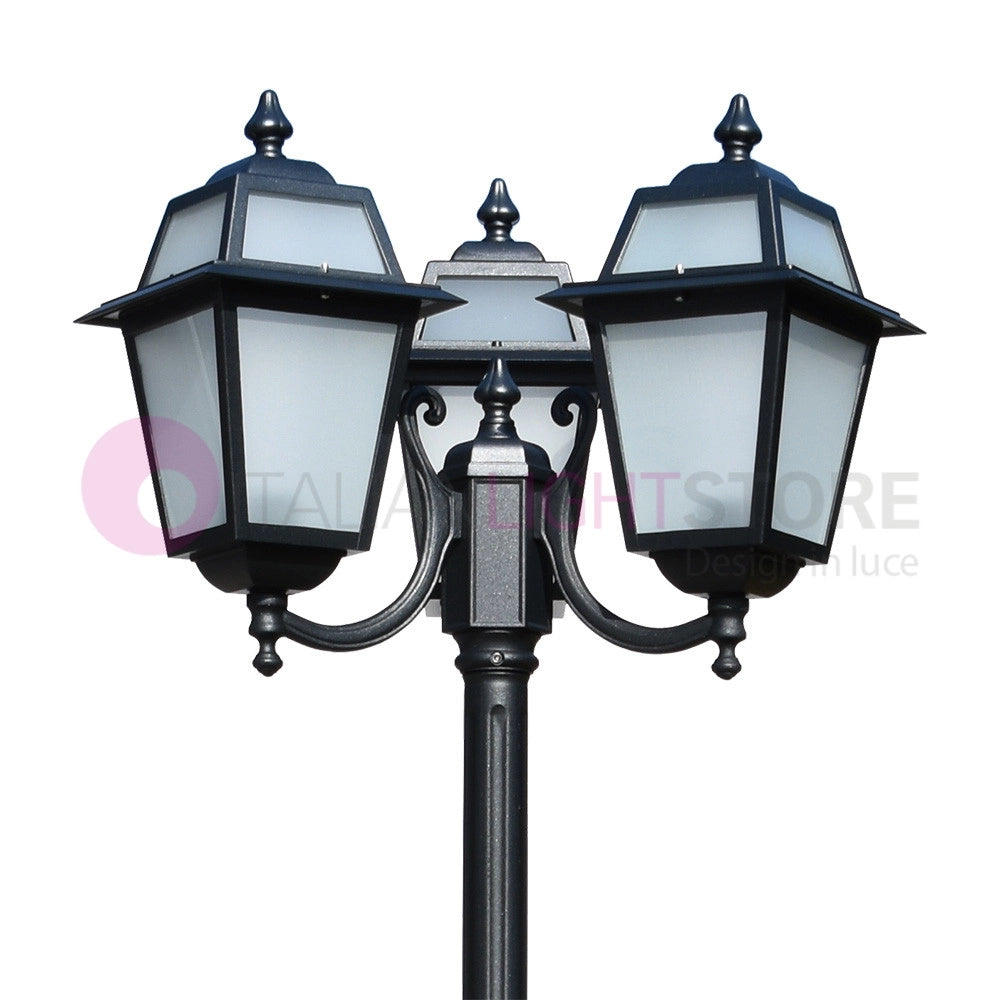 ARTEMIDE ANTRACITE Lampione h. 238 a 3 luci per Esterno Classico Lanterne Quadrate