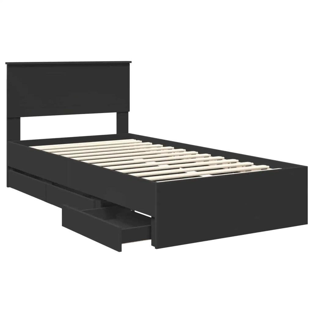 Struttura del letto Nero 100 x 200 cm Legno Ingegnerizzato