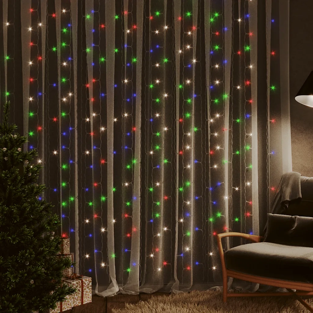 Tenda Luci a Ghiaccioli 3x3m 300 LED Colorati 8 Funzioni CFW3615445