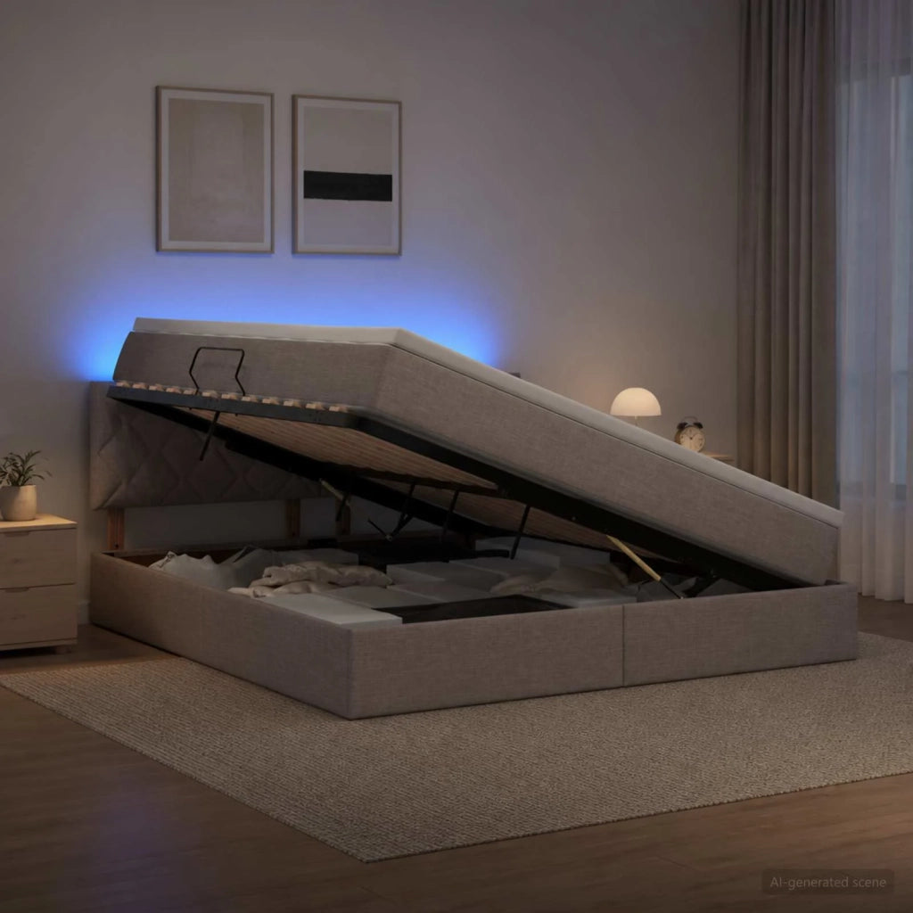 Letto con contenitore LED e materasso Tortora 140 x 200 cm 3459132