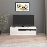 WHOUS Mobile porta tv Potenza con 1 anta laterale e 1 anta a ribalta bianco lucido 130x40x36 cm