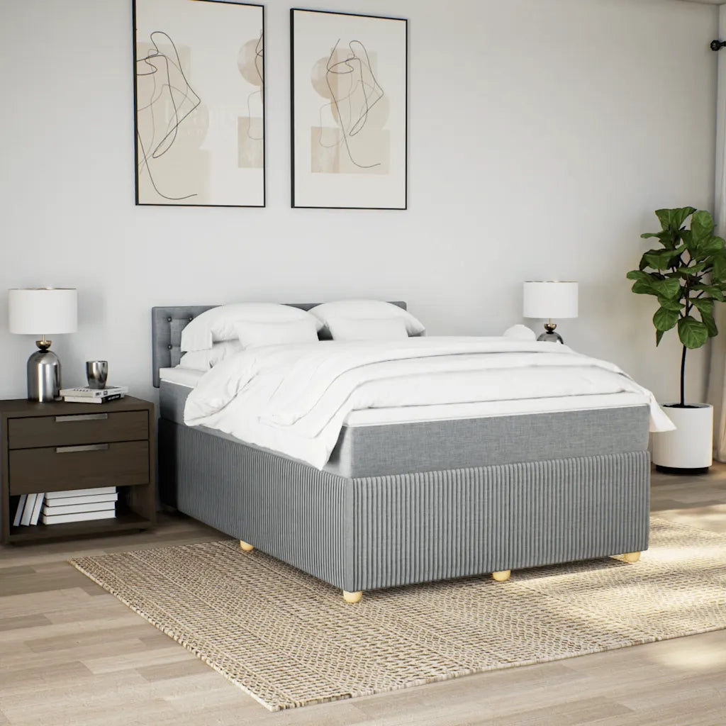 Giroletto a Molle con Materasso Grigio Chiaro 140x200cm Tessuto 3287493