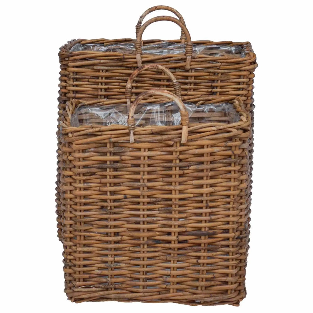 Cestino per Piante con archiviazione 2 pcs Marrone Rattan Lacak 42020970