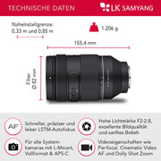 AF 35-150mm F2-2.8 per obiettivo con attacco L - obiettivo zoom a tutto tondo con parafocale, AF per video cinematografici e zoom per riprese dolly, interruttore personalizzato