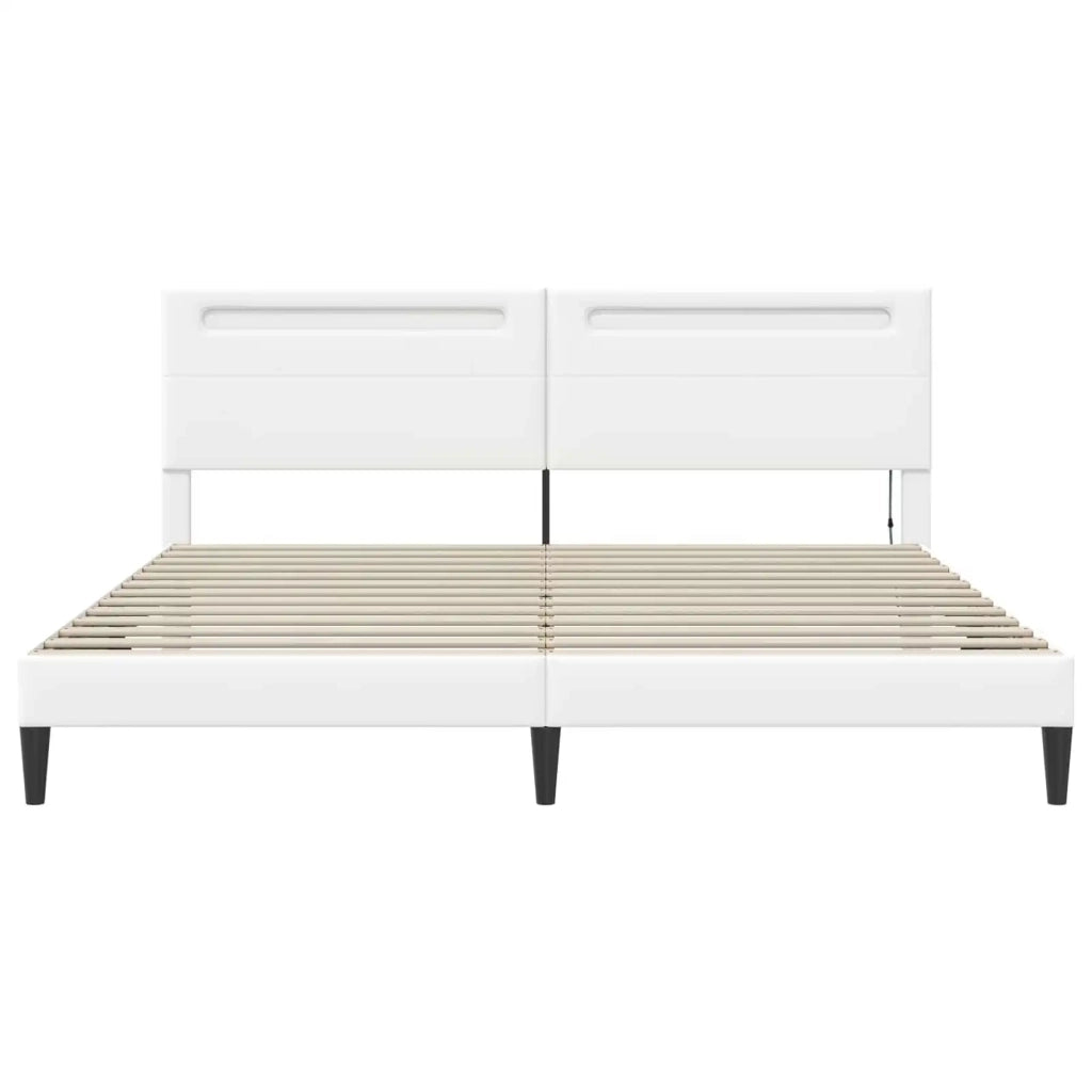 Struttura del letto con testiera Bianco 200 x 200 cm Similpelle 42028035
