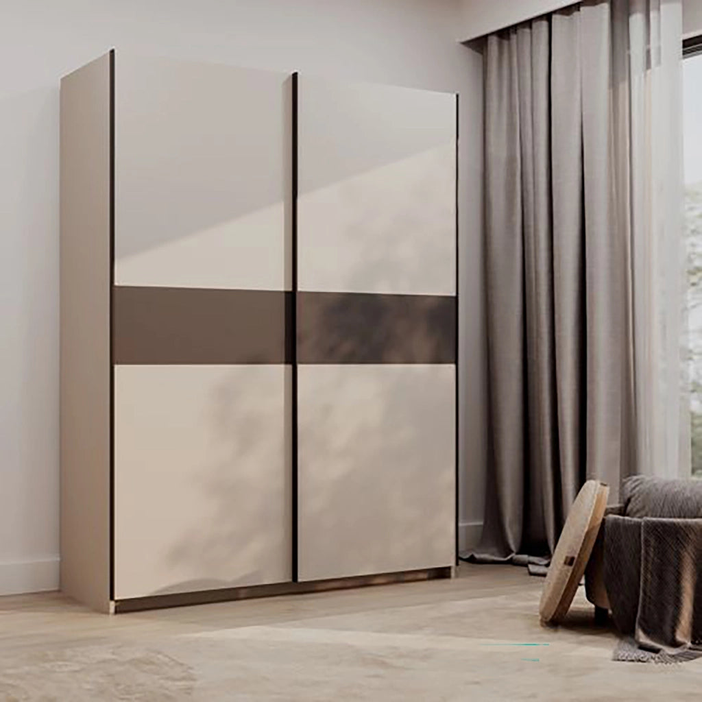 Armadio Camera da Letto Manita, Guardaroba 2 Ante 2 Ripiani, 150x204h cm Beige Cashmere