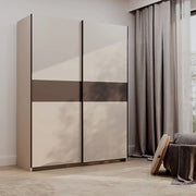 Armadio Camera da Letto Manita, Guardaroba 2 Ante 2 Ripiani, 150x204h cm Beige Cashmere
