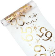 Decorazione per tavola 65° anniversario, decorazione per tavola 28 cm x 10 m, decorazione per tavola a rullo dorato, decorazione 65° anniversario uomo donna, tovaglia per tavola e tovaglioli per anniversario e festa