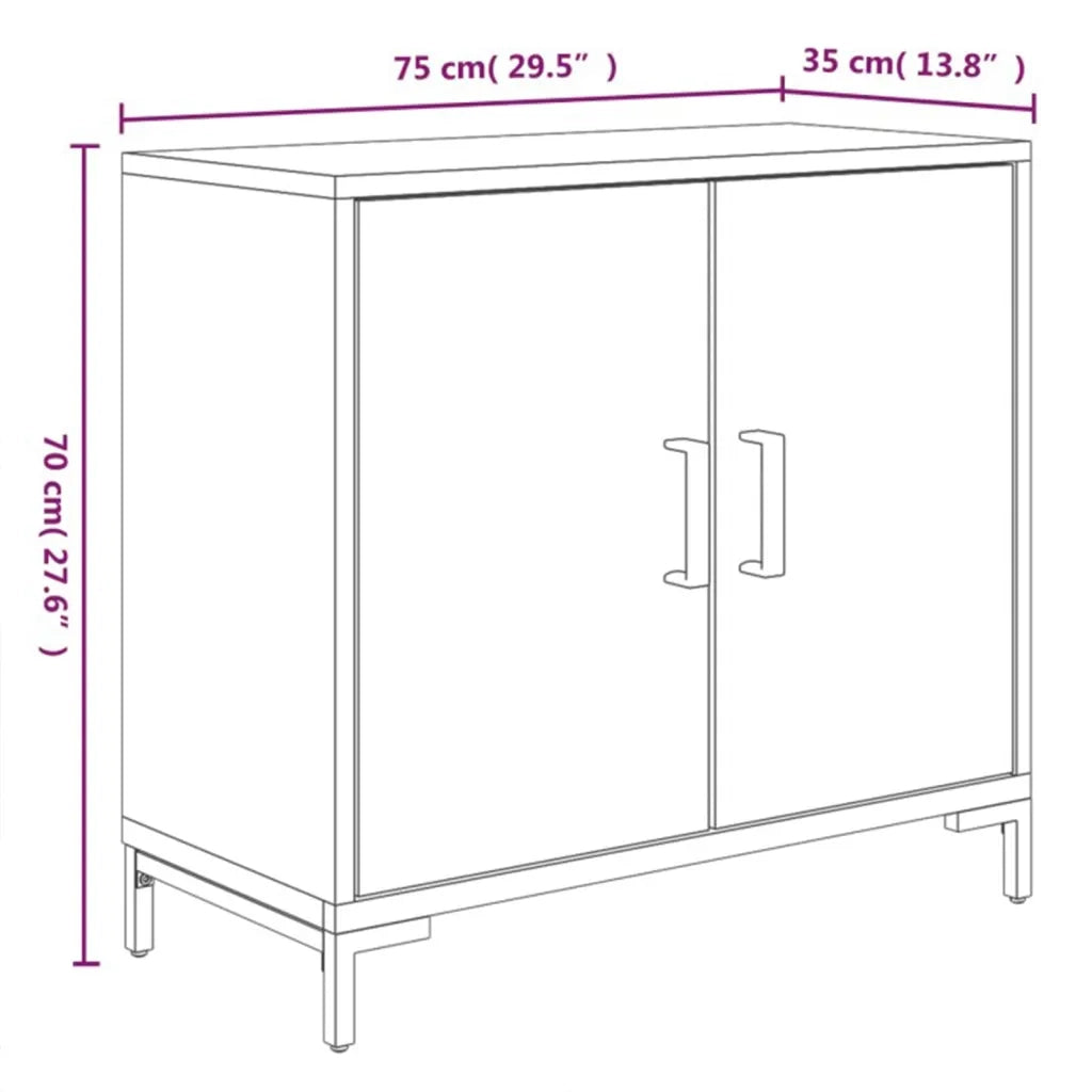 Credenza Nera 75x35x70 cm in Legno Massello di Pino 349924