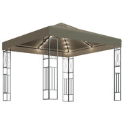 Gazebo | Pergolato con Luci a Stringa LED 3x3 m in Tessuto Grigio Talpa