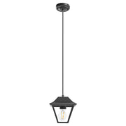 Lampada a sospensione da esterno per l'illuminazione e la decorazione del giardino, struttura in alluminio opaco, paralume in vetro, nera