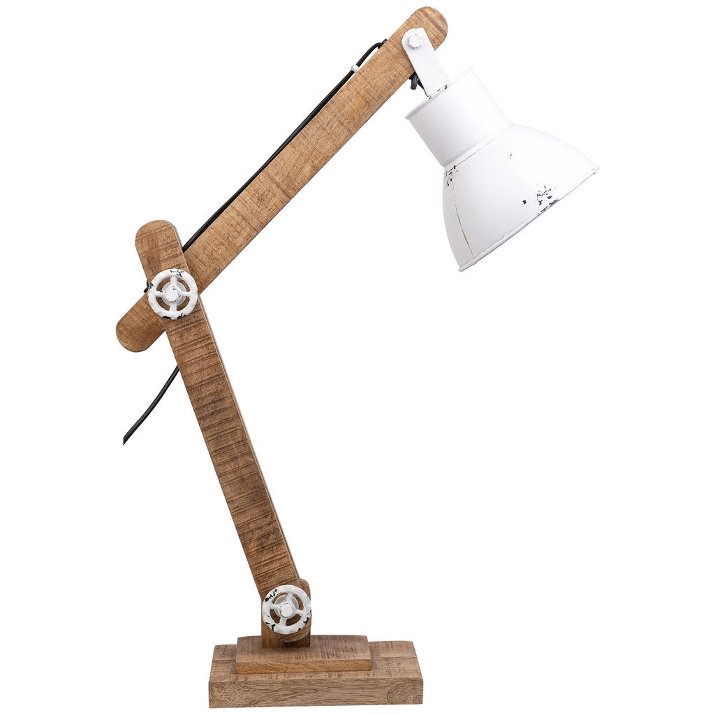 Lampada flexo in legno bianco e metallo 17x22x79h