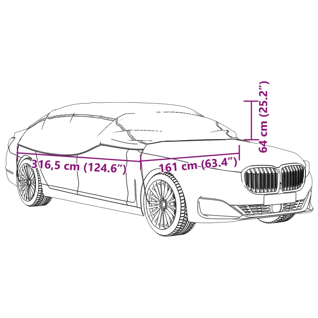 Mezza Copertura Auto con Ganci Argento XL CFW8364552