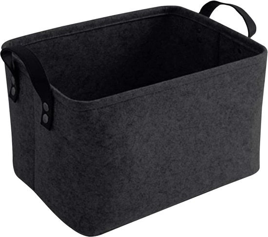 Cassetto di archiviazione in feltro, cassetto pieghevole in feltro per ripostiglio, lavanderia, armadio, giocattoli o carta igienica, 33 x 20 x 23 cm, nero