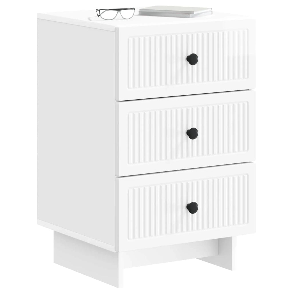 Comodino | Armadio da Notte | Mobiletto da notte con cassetto Bianco Lucido 43 x 41 x 66,5 cm