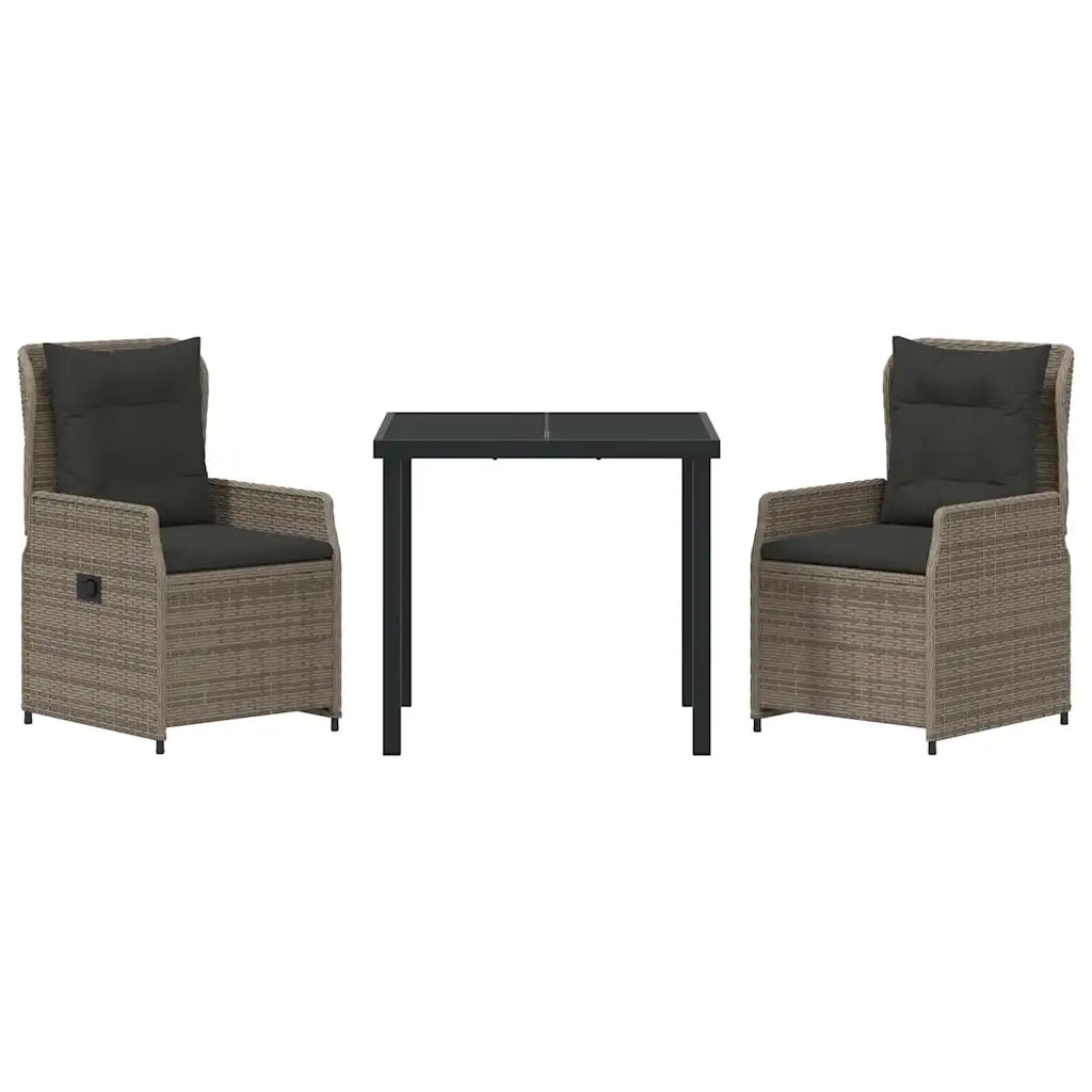 Set da Pranzo per Giardino 3 pcs Grigio polyrattan 3380953