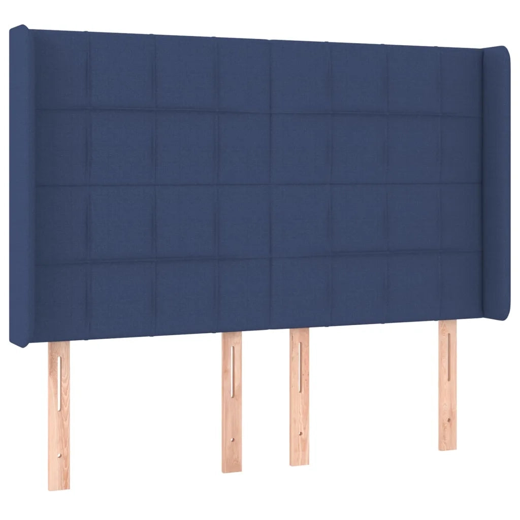 Testiera ad Orecchio-Testata con Orecchie Blu 147x16x118/128 cm in Tessuto 879073