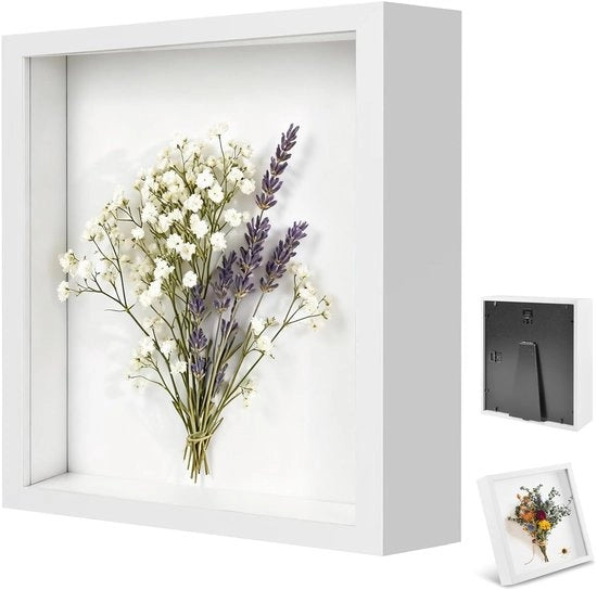 Lista per foto 3D da riempire, 25 x 25 cm, con piatto di acrilico trasparente, profondità 3 cm, quadro stereoscopico a pareti, arte artigianale, bianco