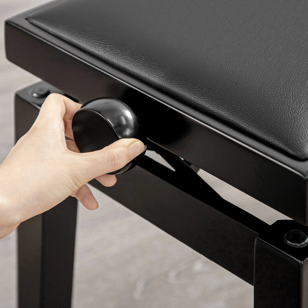 PANCA PER PIANOFORTE REGOLABILE 63 x 33 x 45-56 cm Nera in similpelle
