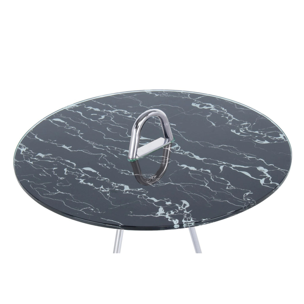 Tavolino di design Pendulum in vetro effetto marmo