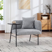 Poltrona con Poggiapiedi e Tavolino ¨C MINIMAL ¨C Tessuto, Grigio