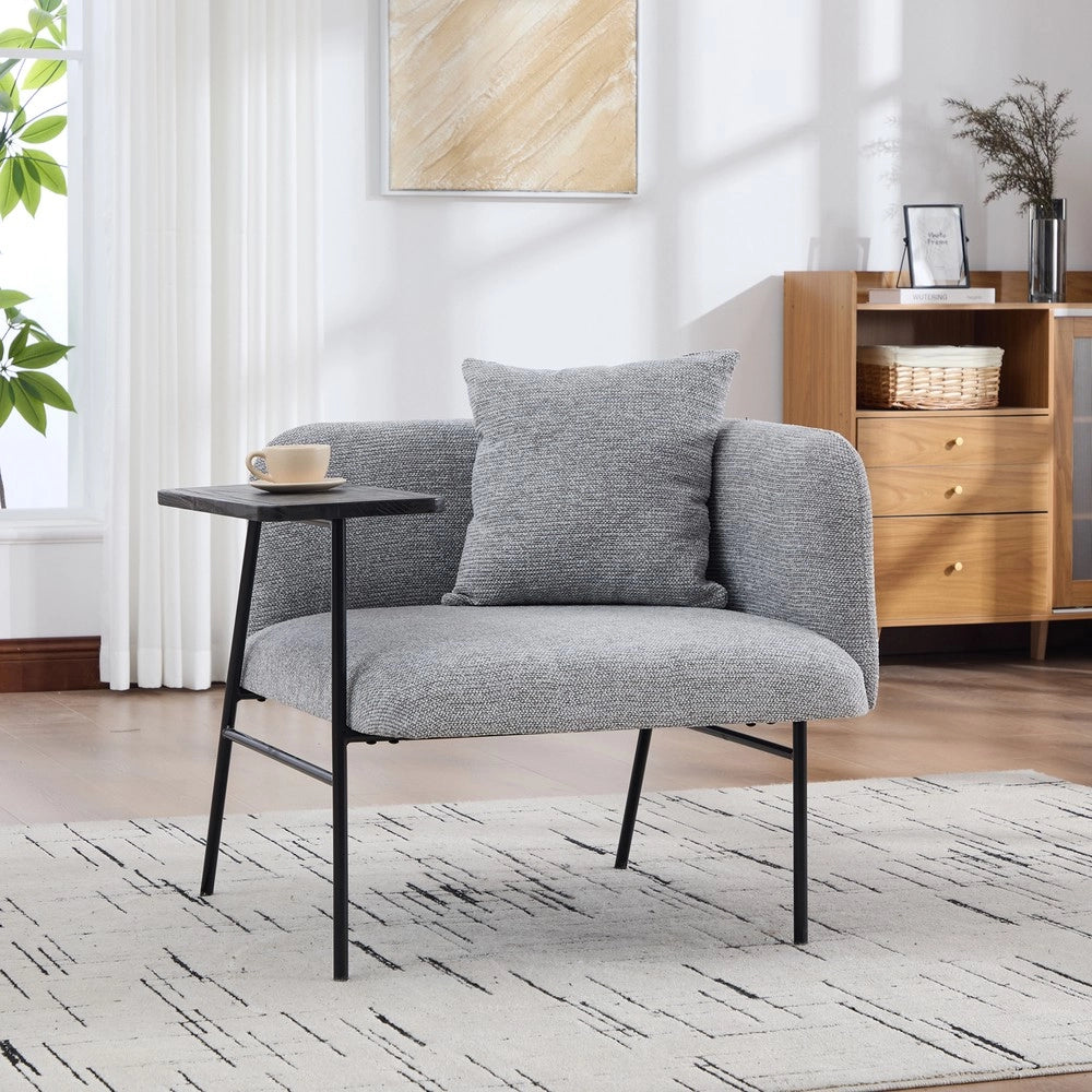 Poltrona con Poggiapiedi e Tavolino ¨C MINIMAL ¨C Tessuto, Grigio