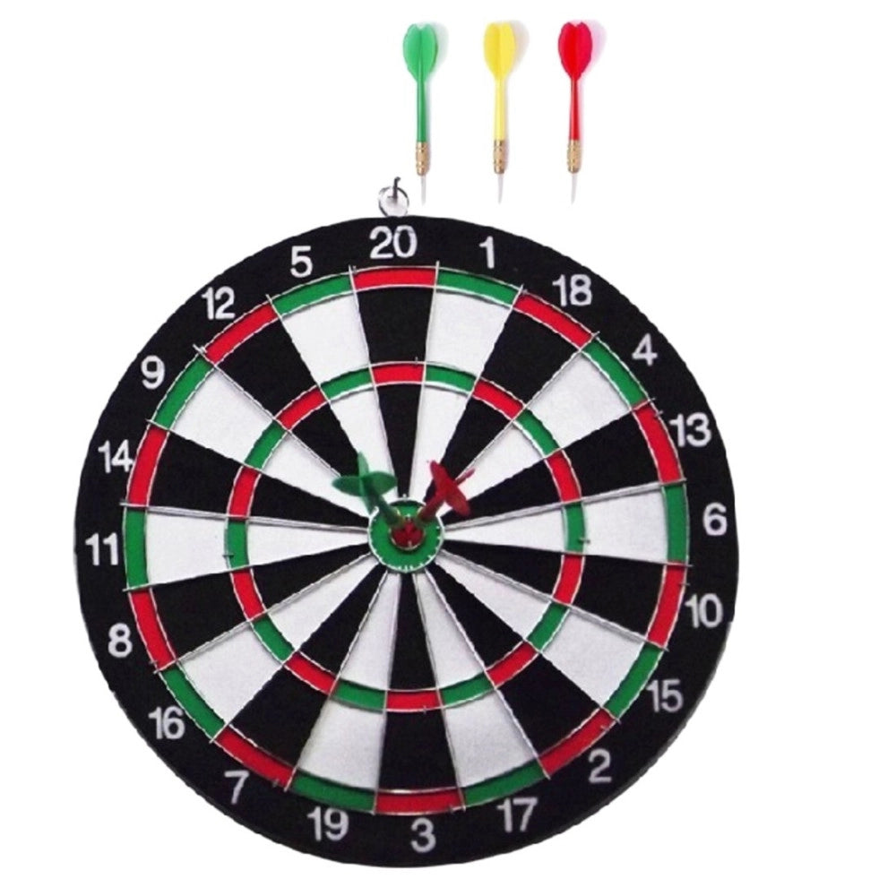 Trade Shop - Tiro Al Bersaglio Con 4 Freccette Gioco Bianco Nero Frecce Cerchi Centro 29,5cm -