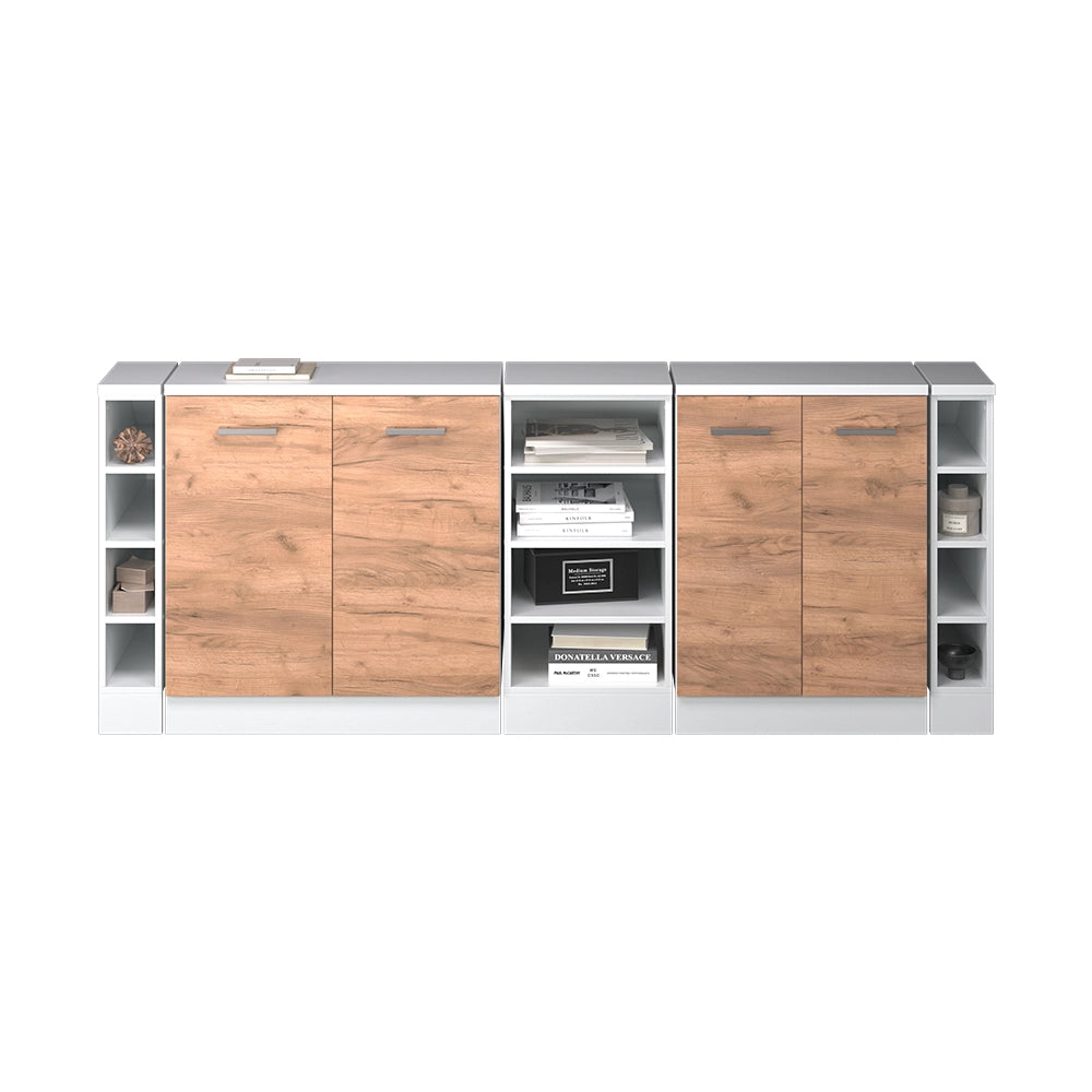 Mobile cucina sottotetto R-Line Rovere dorato/Bianco 210 cm Set di 5 carcasse armadio profondità 60 cm Vicco