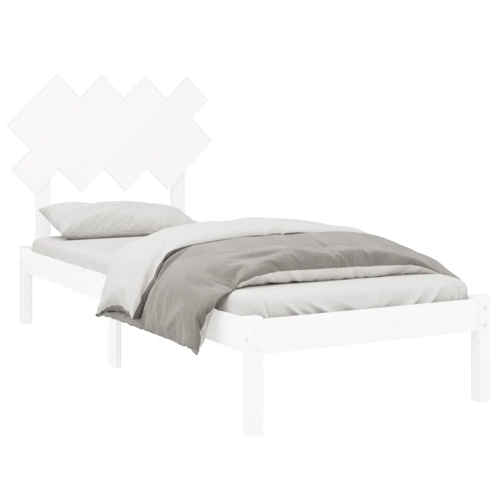 Letto singolo | Letto per adulti | Giroletto Bianco 90x190 cm Single in Legno Massello