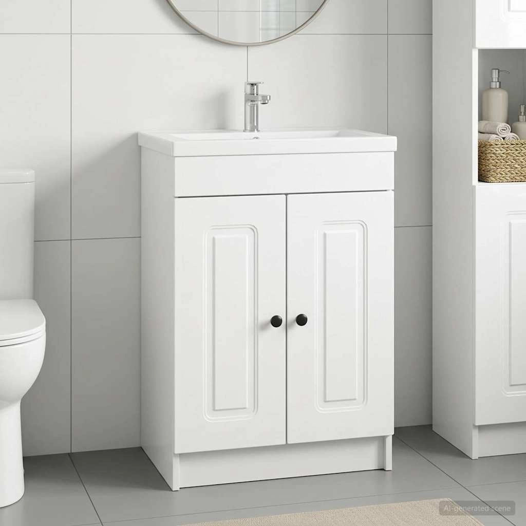 Mobiletto da bagno sotto il lavello Bianco Lucido 890008