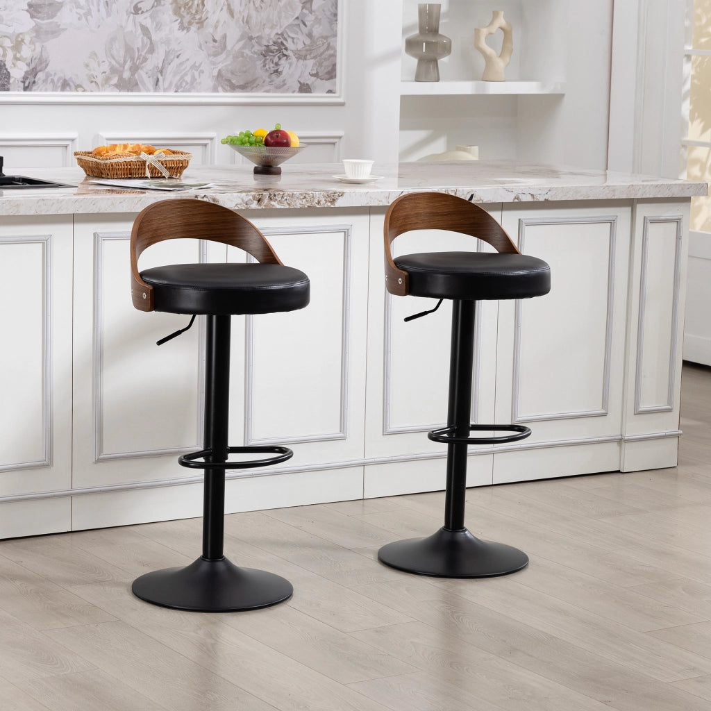 SGABELLO DA BAR Girevole con Schienale Set da 2 pezzi 42,5x42x77-98 cm PU Nero