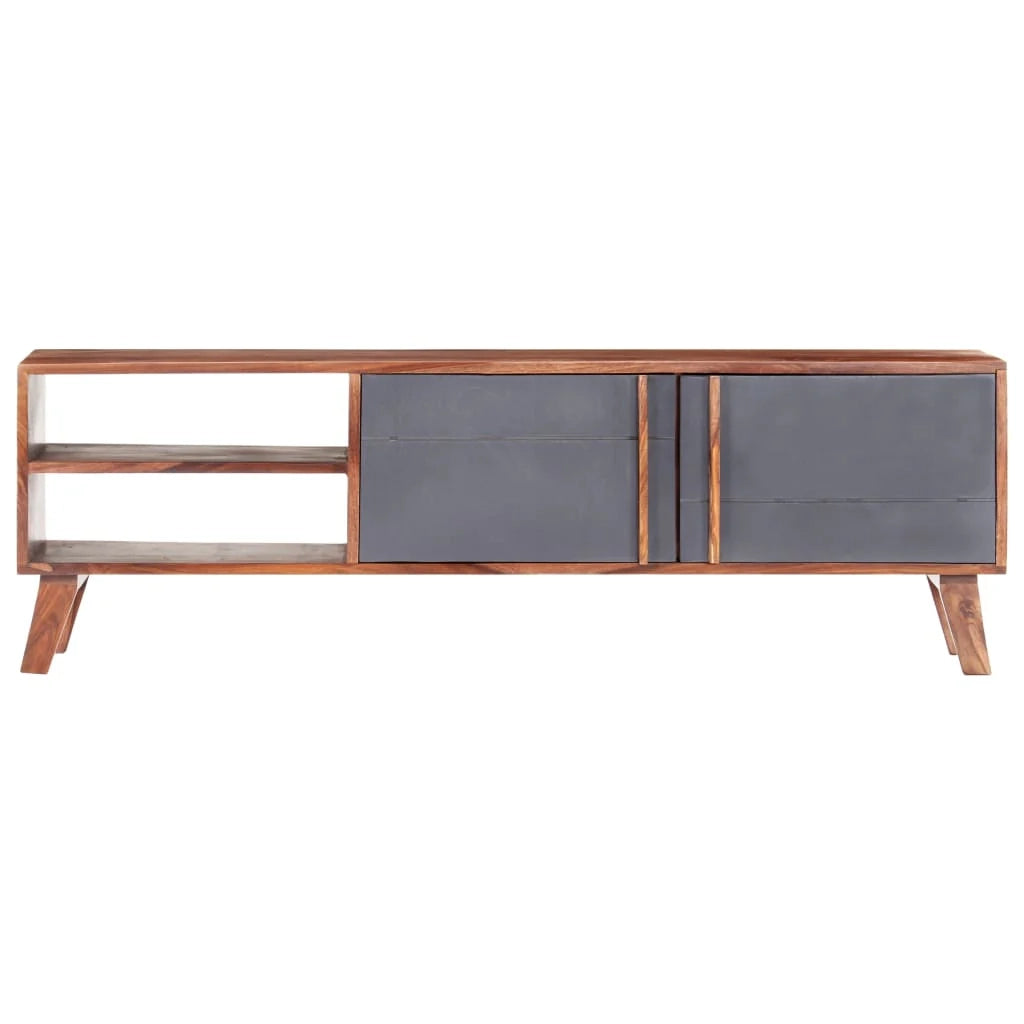 Mobile TV multimediale scaffale TV mobile TV sala da pranzo soggiorno camera da letto 140 x 30 x 45 cm legno massello grigio 02_0025915