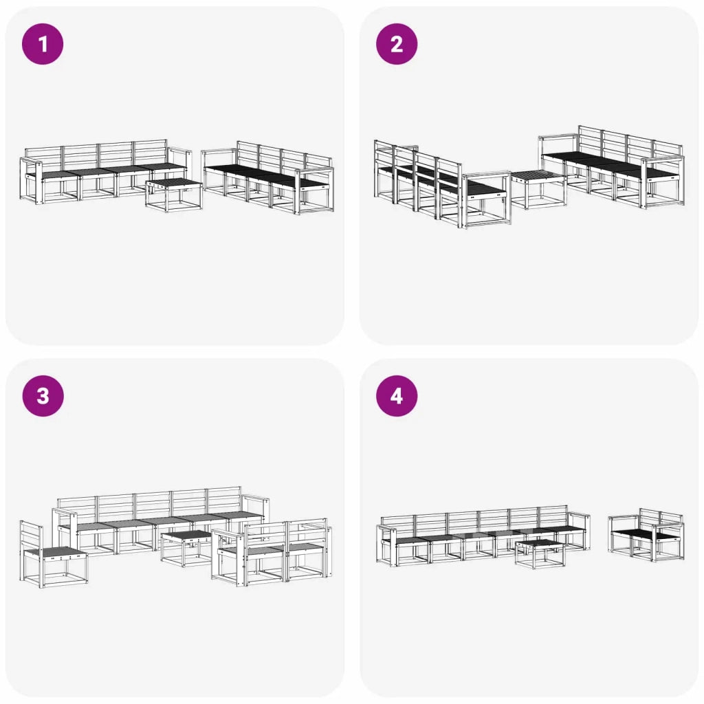Set di divani da esterno 9 pcs Naturale