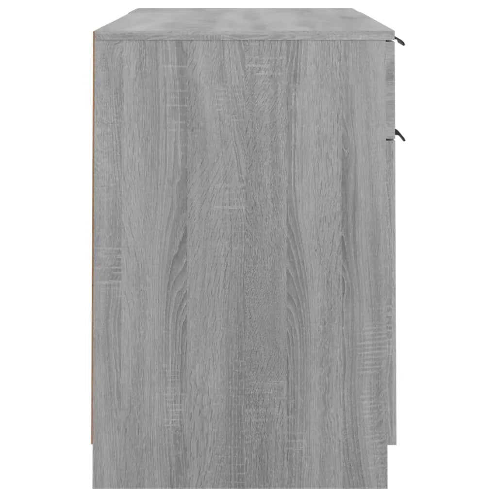Scrivania | Tavolo da Ufficio con Mobile Laterale Grigio Sonoma Legno Multistrato