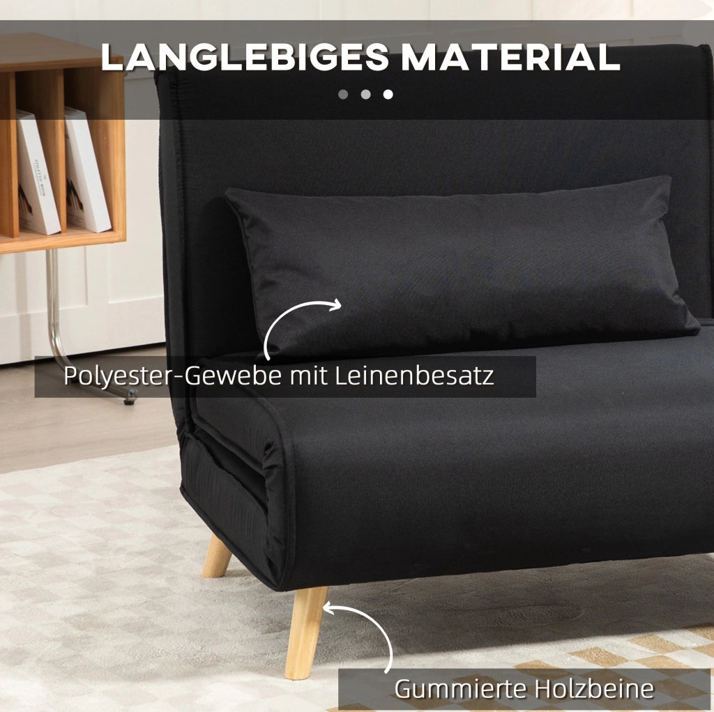 Poltrona letto 2 in 1 nera con schienale regolabile