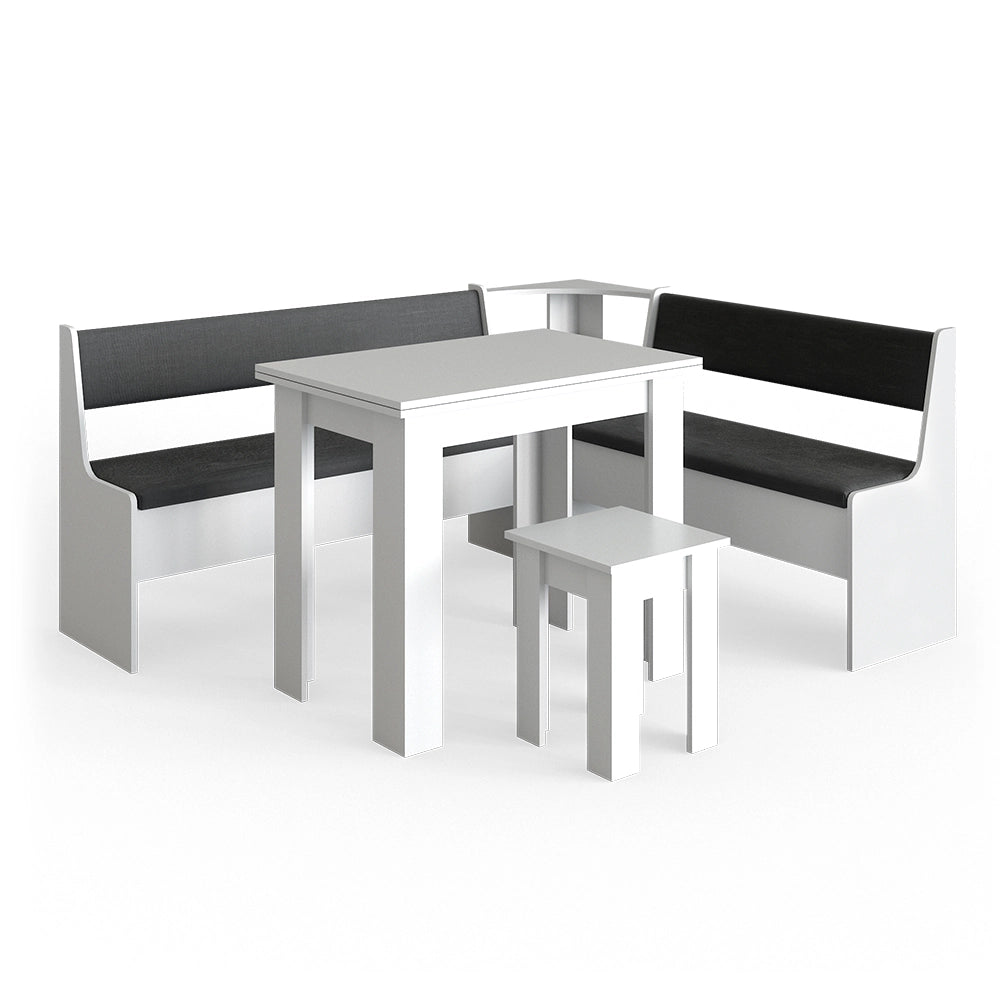 Vicco Gruppo panca ad angolo Bianco 180 x 41.5 cm con tavolo
