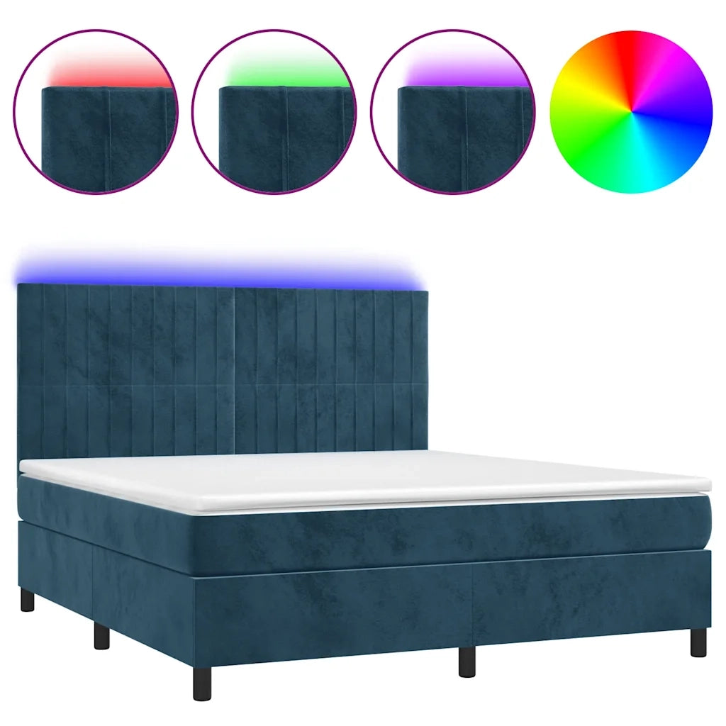 Letto a Molle con Materasso e LED Blu Scuro 160x200 cmcod mxl 123060