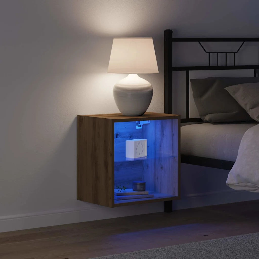 Mensola galleggiante con luce LED con lo scaffale 2 pcs Marrone 863093