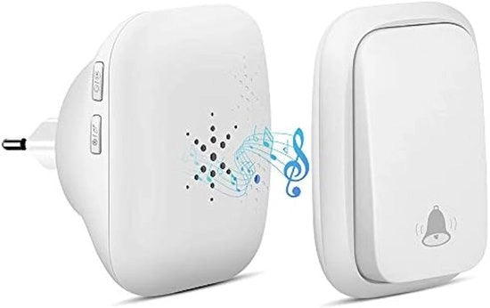 Deurbel senza fili, autodeurbel, non richiede batterie. Deurbel senza fili, pulsante impermeabile, portata di 150 m, 38 toni, 4 livelli di volume e LED bianco.