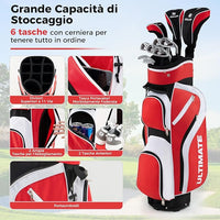 Set Completo di Mazze da Golf da Dona, Include Driver 460CC 1, Fairway 3, Ibrido 4, Ferri 6, 7, 8, 9 e P, Putter, 3 Copri Mazzetta e 1 Borsa per Destrimano