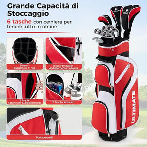 Set Completo di Mazze da Golf da Dona, Include Driver 460CC 1, Fairway 3, Ibrido 4, Ferri 6, 7, 8, 9 e P, Putter, 3 Copri Mazzetta e 1 Borsa per Destrimano