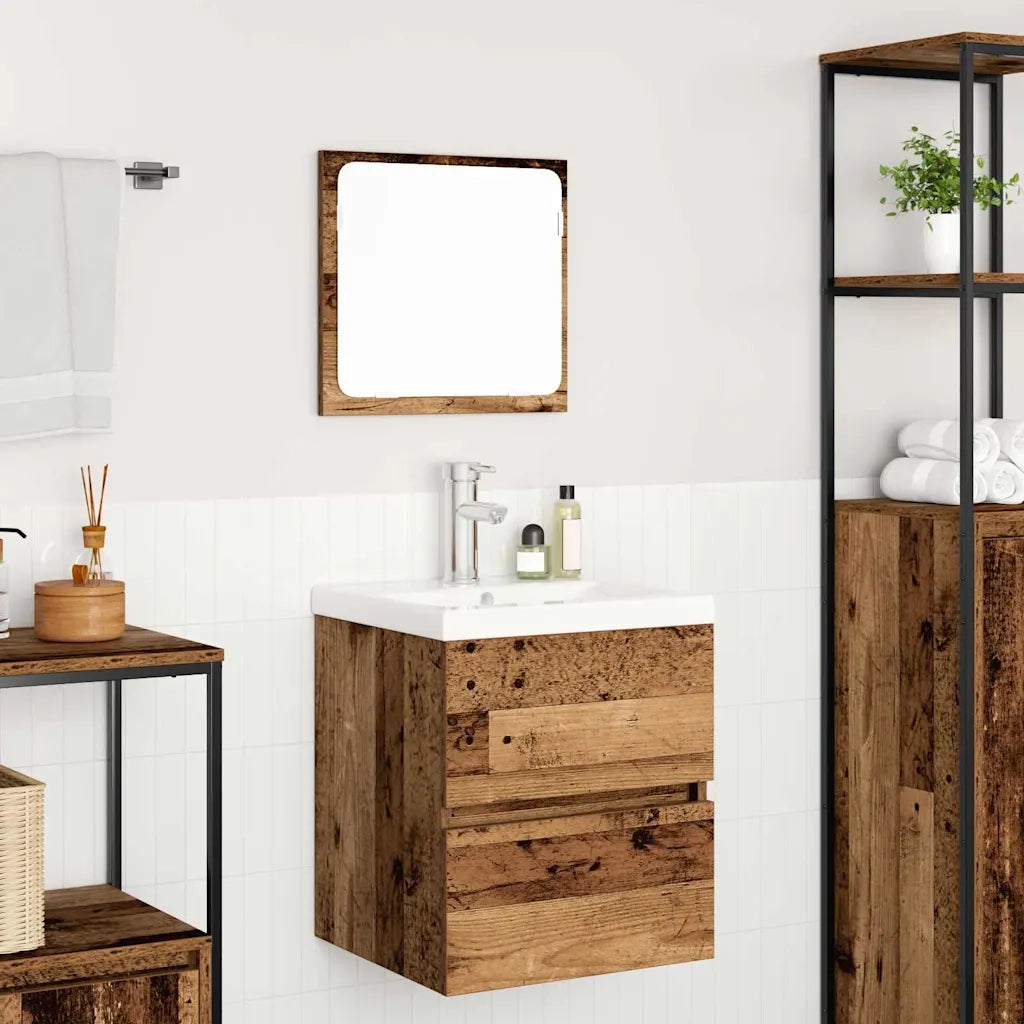 vidaXL Set di mobili per il bagno 3 pcs Legno Antico e Bianco Media