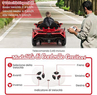 Lamborghini Macchina Elettrica per Bambini, Auto Elettrica Cavalcabile con Telecomando Luci LED, 3 Velocità, 3-6 km/h, per Bambini 3-8 Anni (Rosso)