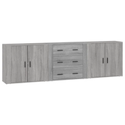 Credenze 3 pz | Madia | Buffet da pranzo | Armadio da pranzo Grigio Sonoma in Legno Multistrato