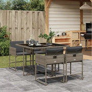 Set da Pranzo da Giardino 5 pz con Cuscini in Polyrattan Grigio 3211256
