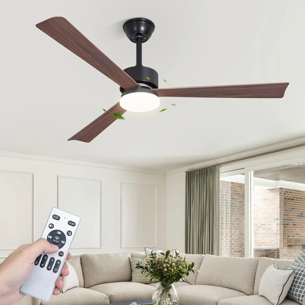 ZMH Ventilatore da soffitto silenzioso a 3 pale con luce regolabile e telecomando per sala da pranzo e camera da letto