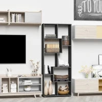 Libreria a Zig Zag Design Contemporaneo, 70 L x 24 P x 178 H cm, Pannelli di Particelle Nero